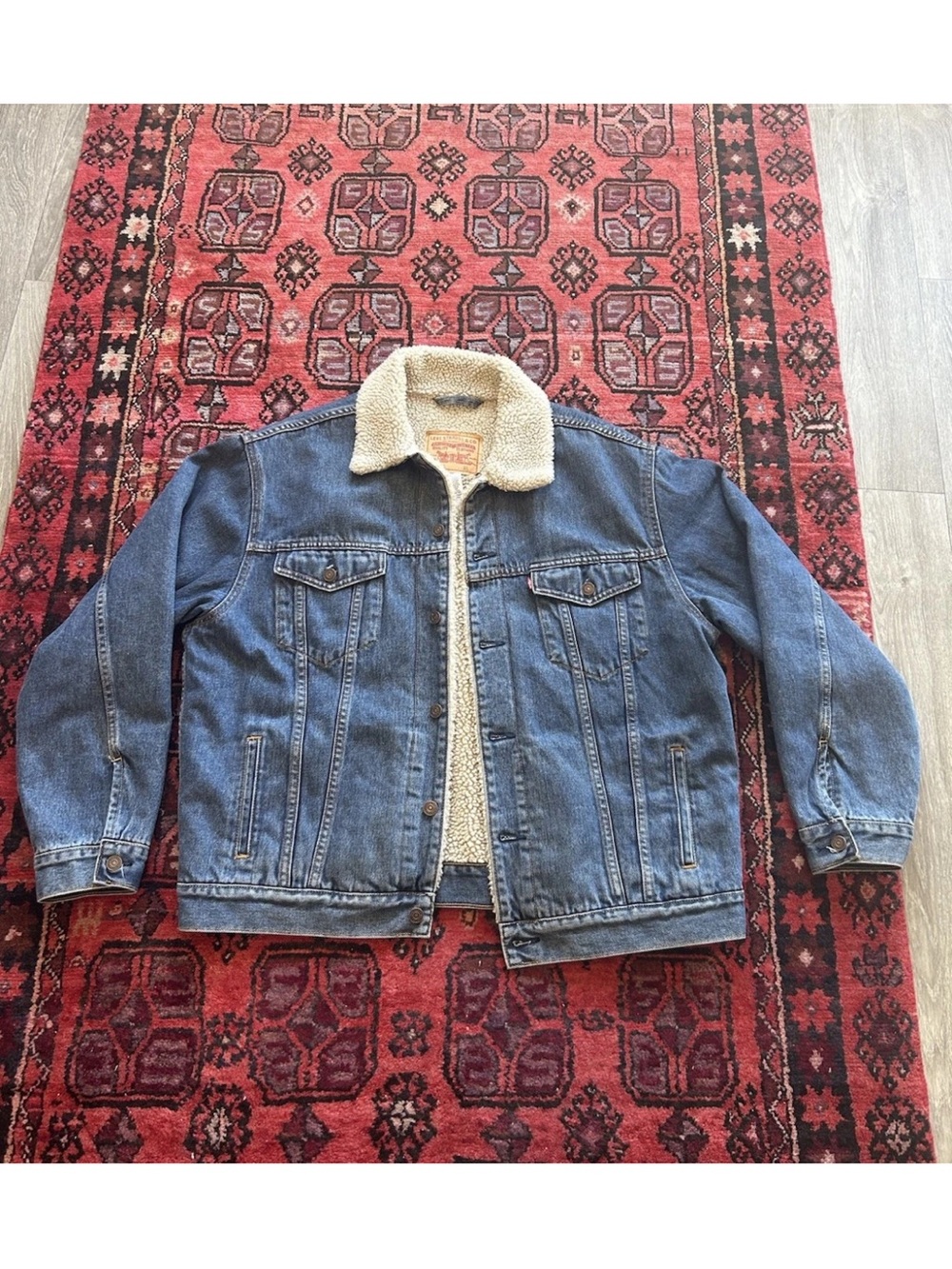 Vintage Style Levi’s Sherpa Lined Denim Trucker Jacket XL Blue